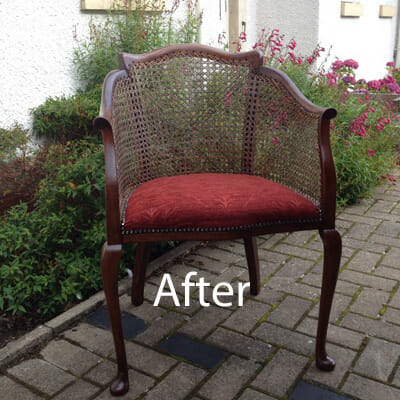 Reupholstered Cane Chair After