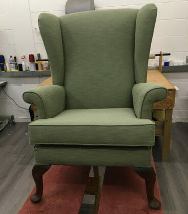 parker knoll chair in green fabric