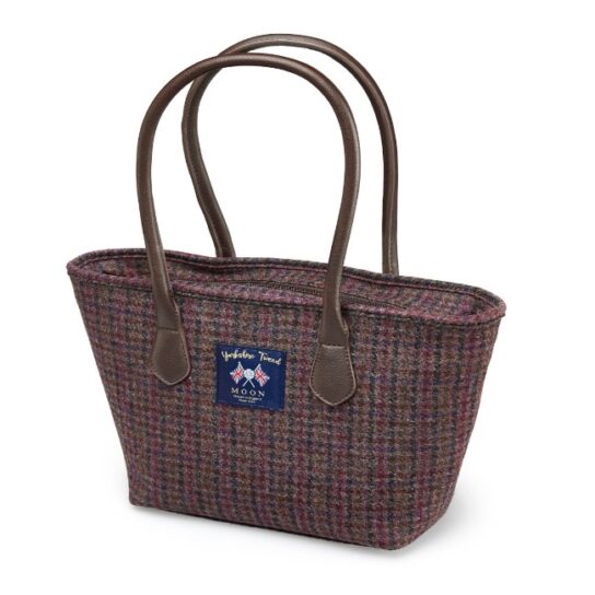 Burgundy Dogstooth pattern tote bag Bronte by Moon